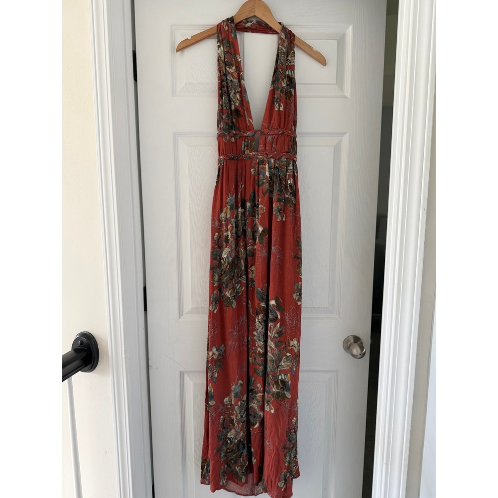 ILLA ILLA Boho Halter Maxi Floral Dress Summer Island Beach